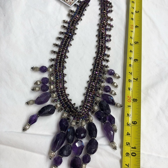 Statement Amethyst & silver necklace and earrings - Picture 8 of 9